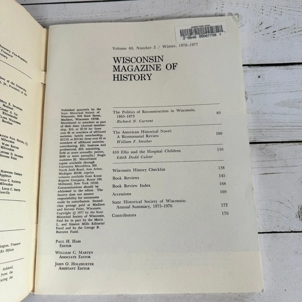 Wisconsin Magazine of History Vol 60 #1-4 1976-77 Periodical Set State